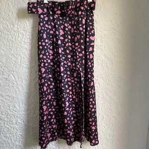 Zara | Leopard Print Midi Skirt with 2 Slits | Size XS